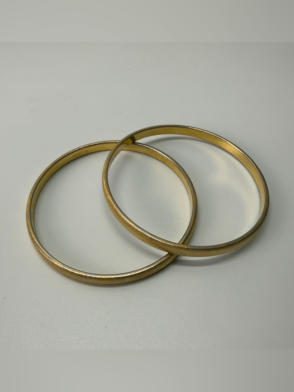 Vintage Monet Bangle Bracelet Lot Brushed Polished Gold Tone Signed